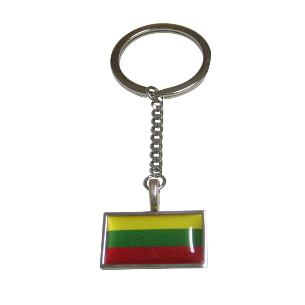 Thin Bordered Lithuania Flag Pendant Keychain - image 1